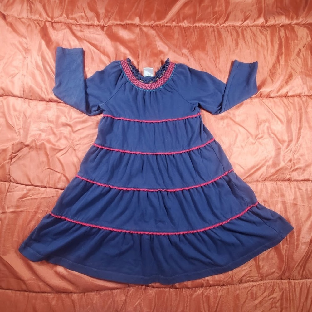 Hanna‎ Andersson Tiered Swing Dress Size 5 Red Festive Holiday Pics School Play